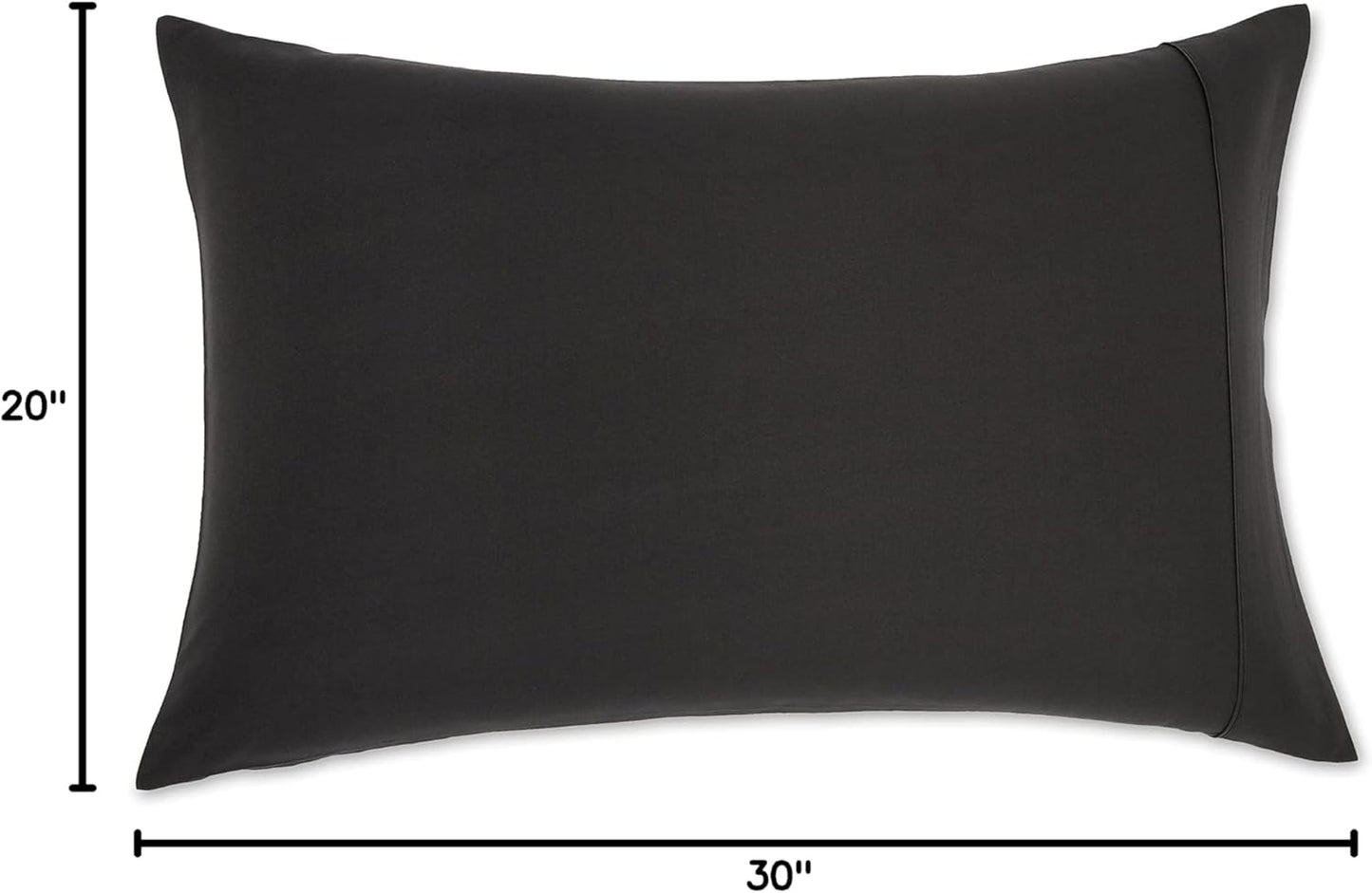 Amazon Basics Standard Pillow Cases Set of 2 - Lightweight, Super Soft Easy Care Microfiber, Black, 30" L x 20" W, Pillows Not Included