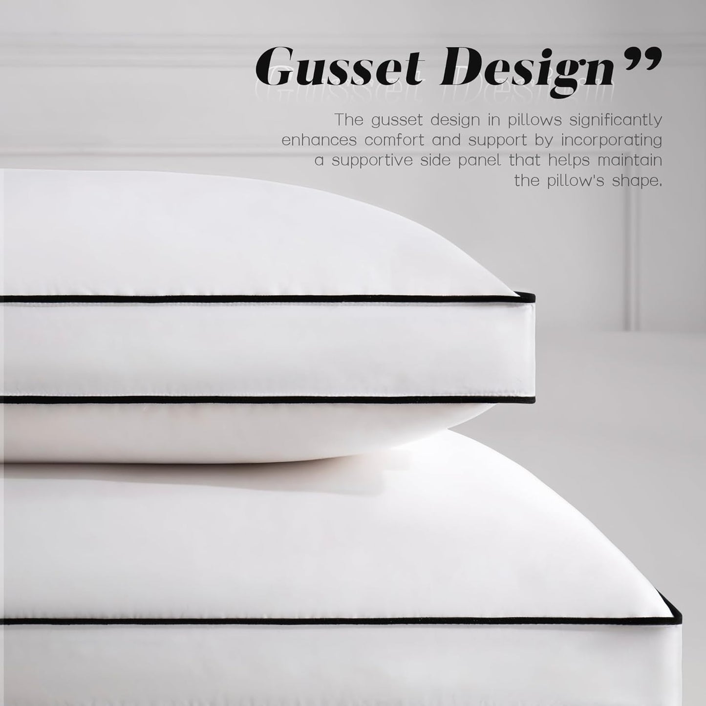 Feather Down Pillows Standard Size Set of 2 with Gusset, Luxury Hotel Collection Bed Pillow 2 Pack, Down Surrounded Gusseted Pillows for Sleeping, Soft for Side, Back Sleepers 20x26 in.