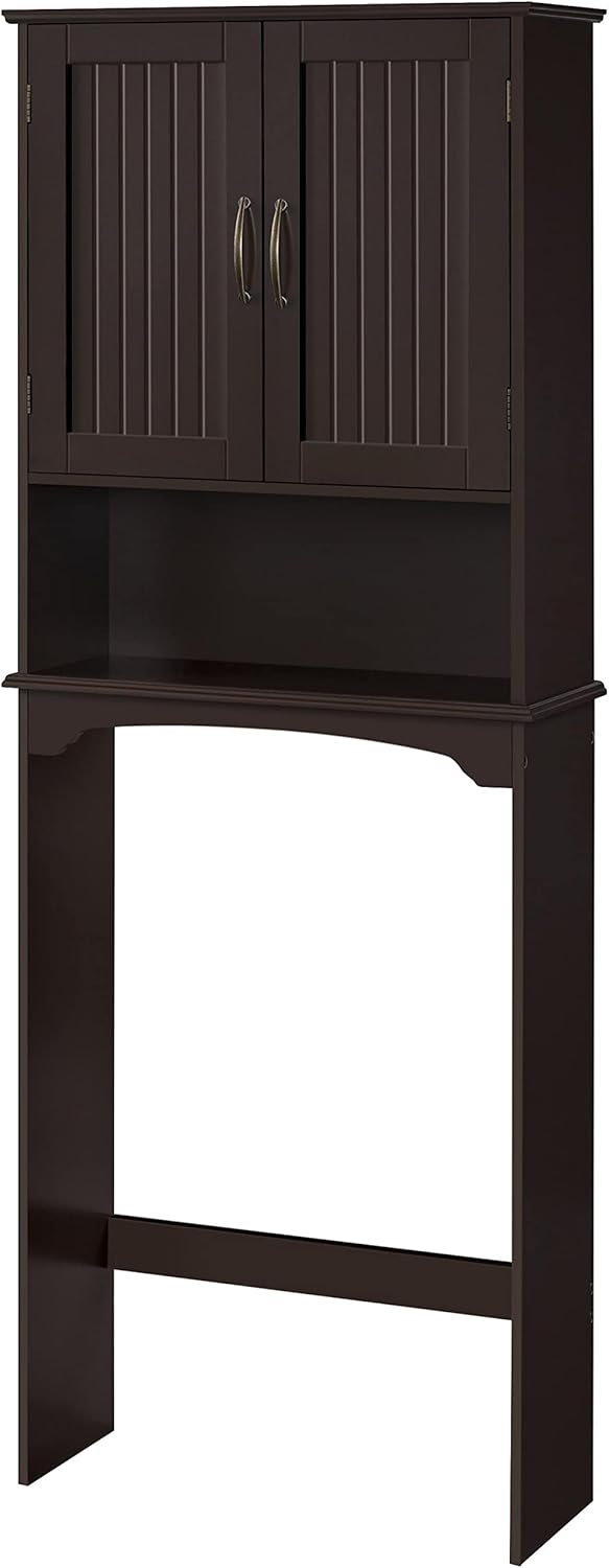 Yaheetech Over The Toilet Storage with 2 Doors & Adjustable Shelf, Free Standing Toilet Rack Wooden Space-saving Collect Cabinet, Bathroom Furniture, 9Dx24.5Wx66H Inches, Espresso