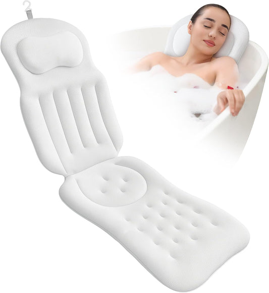 Full Body Bath Pillow 51" X 16" Bath Pillows for Tub Soft 5d Mesh Spa Cushion for Full Body Bath Pillow, Thick Bath Cushion Luxury Pressure Relief for Neck, Waist, Hip Support, Spa Accessories