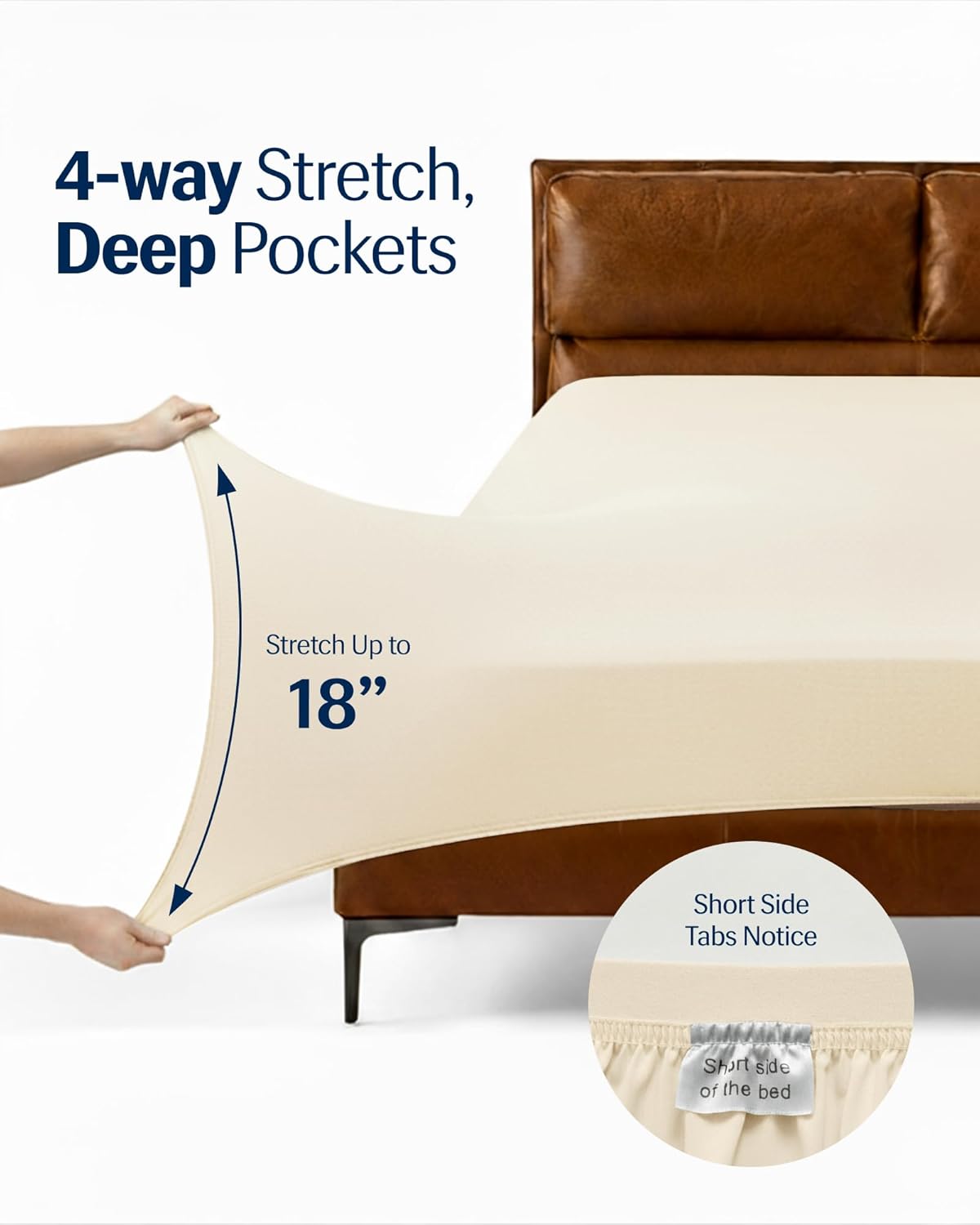 REST® Evercool®+ Starter Sheet Set Twin XL Snow Ivory, Breathable Bed Sheets for Hot Sleeper and Night Sweats, with Pillowcases, Ionic+ Self-Cleaning Silver Yarn for Sensitive Skin, 3PCS No Flat Sheet