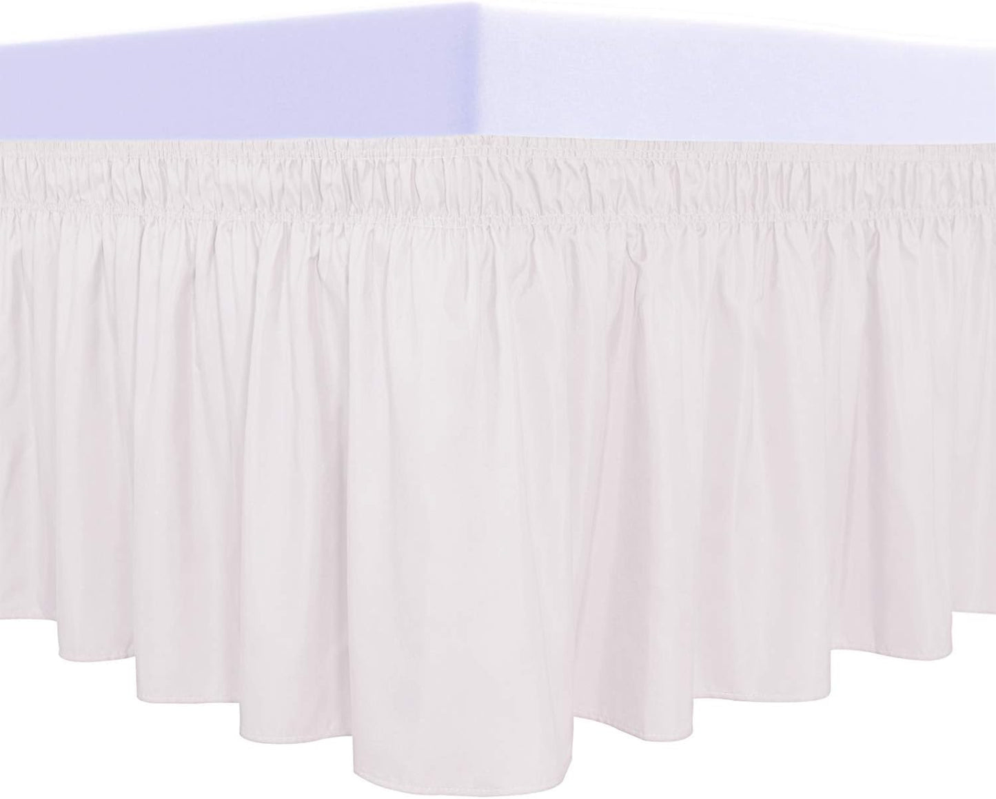 PureFit Wrap Around Ruffled Bed Skirt with Adjustable Elastic Belt - 22 Inch Drop Easy to Put On, Wrinkle Free Bedskirt Dust Ruffles, Bed Frame Cover for Twin,Twin XL and Full Size Beds, Baby Pink