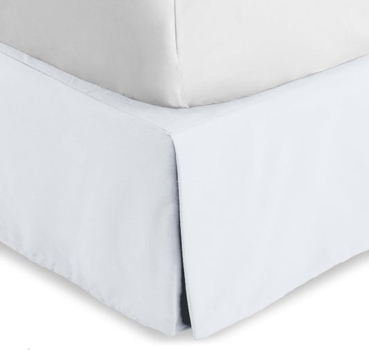 Bare Home Full XL Bed Skirt - 15-Inch Tailored Drop Easy Fit - Bed Skirt for Full Extra Long Beds - Center & Corner Pleats (Full XL, White)