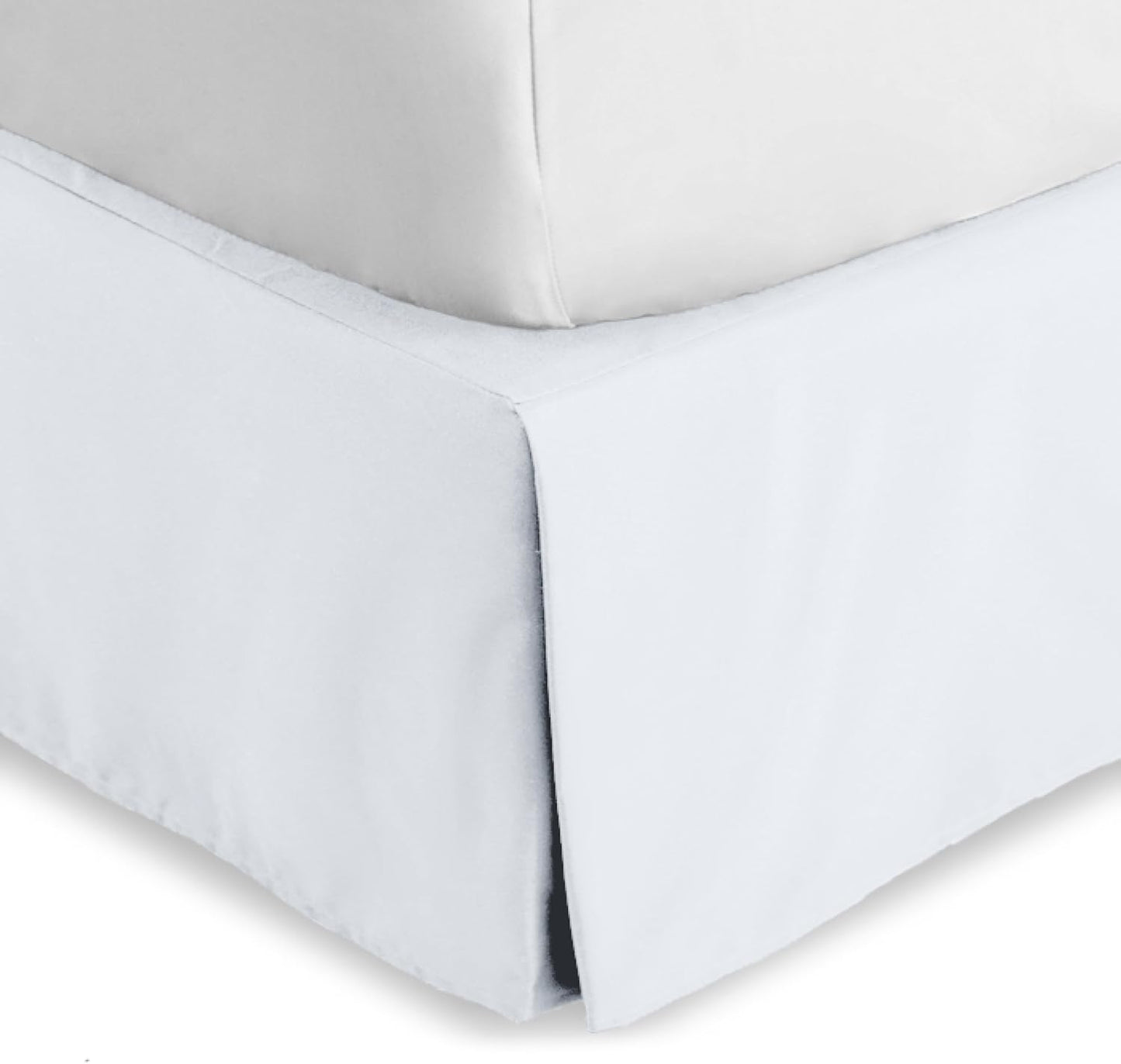 Bare Home Queen Bed Skirt - 15-Inch Tailored Drop Easy Fit - Bed Skirt for Beds - Center & Corner Pleats (Queen, White)