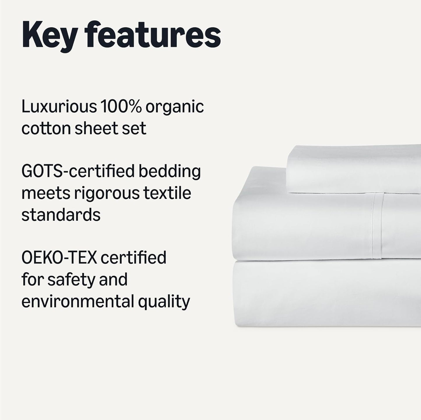 Amazon Basics Soft Organic Cotton Sheet Set with 1-Piece Pillowcase, White, Twin XL