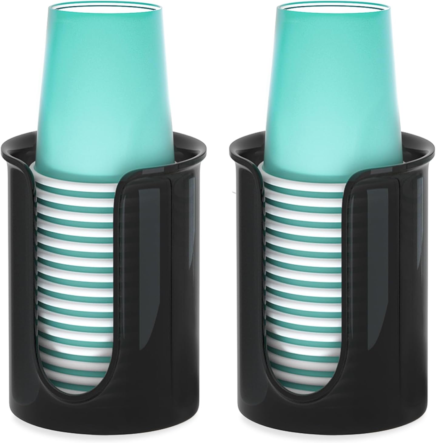 5 oz Bathroom Cup Dispenser Black, Disposable Mouthwash Cups Holder Fit 5oz Paper Cups,Countertop Bathroom Cup Holder Mouthwash Cup Dispenser (2 Pack)