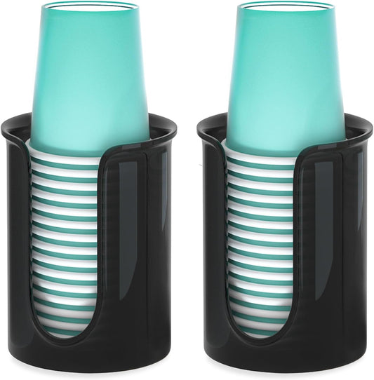 5 oz Bathroom Cup Dispenser Black, Disposable Mouthwash Cups Holder Fit 5oz Paper Cups,Countertop Bathroom Cup Holder Mouthwash Cup Dispenser (2 Pack)