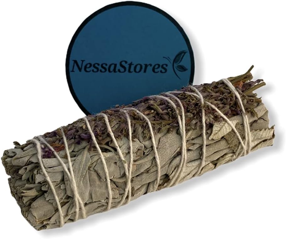 NESSASTORES - White Sage + Yerba Santa + Lavender Smudge Incense 4" Bundle #JC-198 (3 pcs)