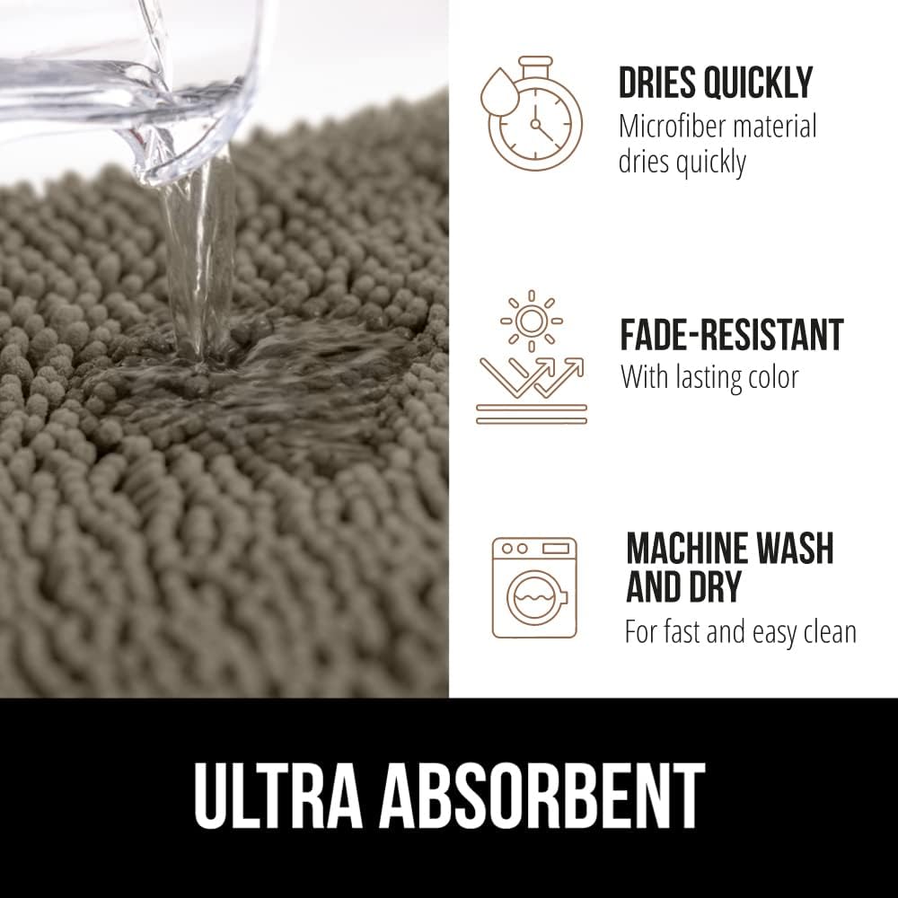 GORILLA GRIP Bathroom Rug Sets, Soft Chenille 2 Piece Area Rugs Set, Toilet Base Mat and 30x20 Carpet, Absorbent Microfiber Washable Mats Dry Quickly, Home Décor and Bath Room Accessories, Latte