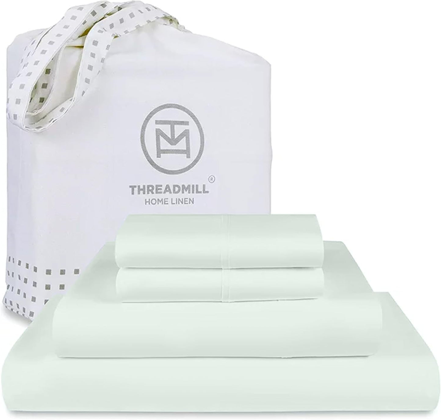 Threadmill Queen Sheet Set | 800 Thread Count Queen Bed Sheets for Queen Mattress with 16” Deep Pocket | Sateen Weave, Better Than Egyptian Cotton, 4-Piece Bedding Set with Cooling Effect | Seaglass