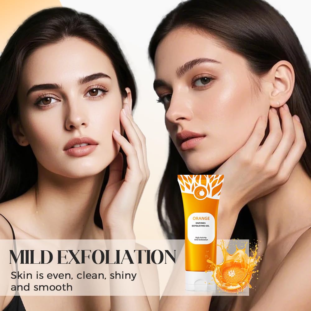 Orange Exfoliating Gel for Face & Body,Deep Pore Cleansing Gel Peeling Scrub,Remove Blackheads Moisturize Cleansing Scrub,Gentle Exfoliator for All Skin Types (Orange/3pcs, 100ML)