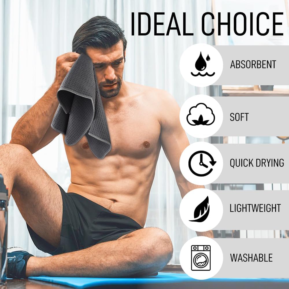 SUNLAND Microfiber Sports Workout Towels Fast Drying Fitness Sweat Towels for Men & Women Lightweight Multi-Purpose Gym Exercise Towel