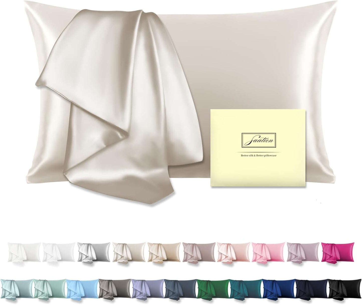 Mulberry Silk Pillow Cases Standard Size Silk Pillowcase with Zipper Soft Breathable Smooth Cooling Satin Silk Pillow Covers for Sleeping for Hair and Skin (Beige,20"X 26",1Pcs)