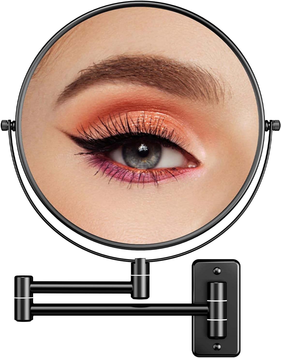 Benbilry 9" Large Size Wall Mounted Makeup Mirror, 1X/10X Magnifying Double Sided Shaving Mirror for Bathroom, 360° Swivel Extendable Arm, Black
