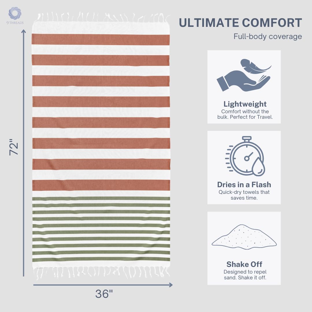 Cotton Turkish Beach Towel with Towels Oversized 36"x72" Pool Absorbent Extra Large Quick Dry Sand Travel Towel (Kavee Mist, 4 Pack)