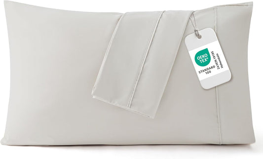 Bedsure King Size Pillow Cases Set of 2 - Brushed Microfiber Pillowcases 2 Pack, Super Soft Pillow Case Cover with Envelope Closure, Wrinkle, Fade and Stain Resistant, Linen, 20x36 Inches