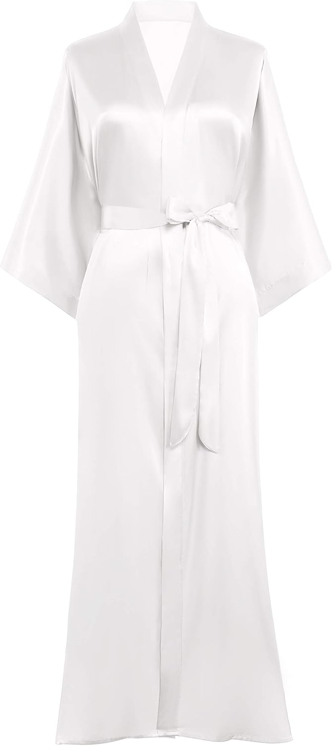 PRODESIGN Satin Kimono Robe Women Long Silky Kimono Bathrobe Sleepwear Wedding Bridesmaid Robe