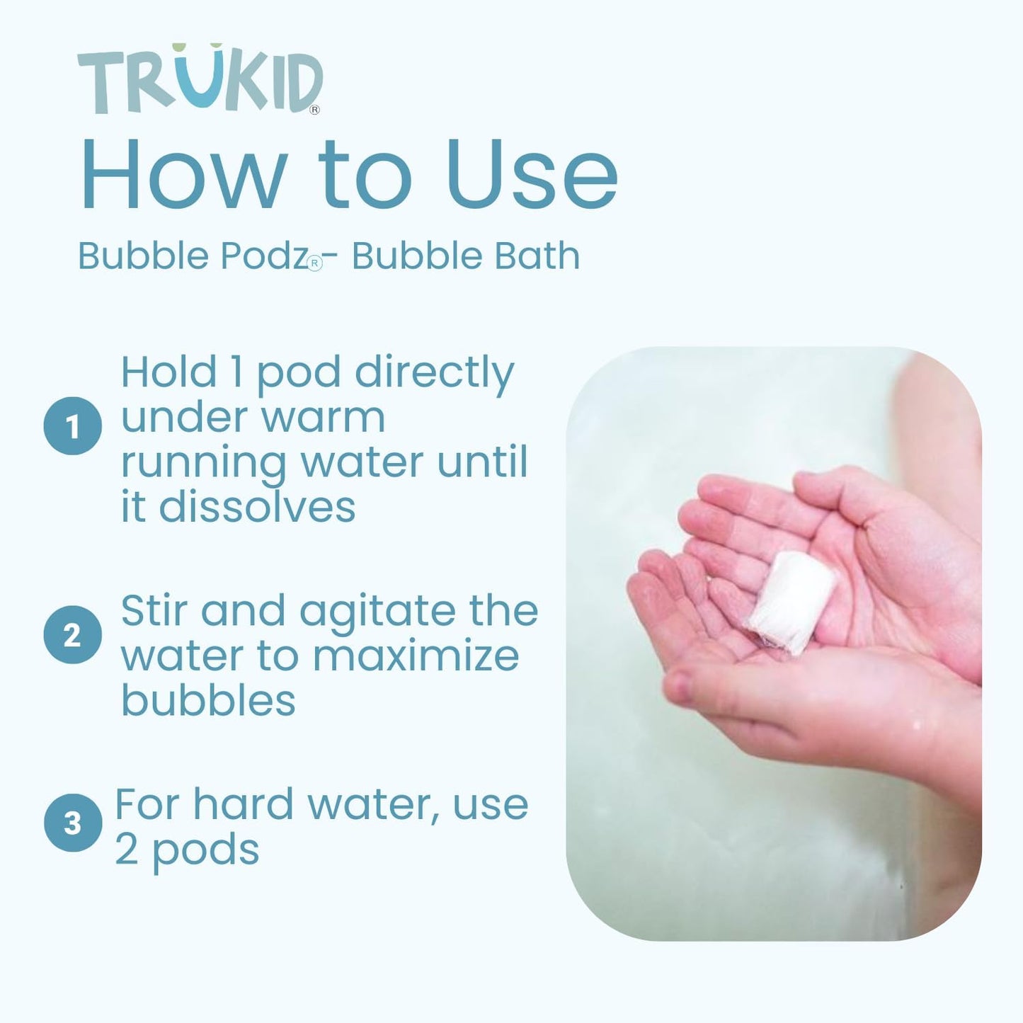 TruKid Bubble Podz Bubble Bath Bundle for Baby & Kids, Gentle Refreshing Bath Bomb for Sensitive Skin, pH Balance 7 for Eye Sensitivity, Natural Moisturizers and Ingredients, Five SCENTS