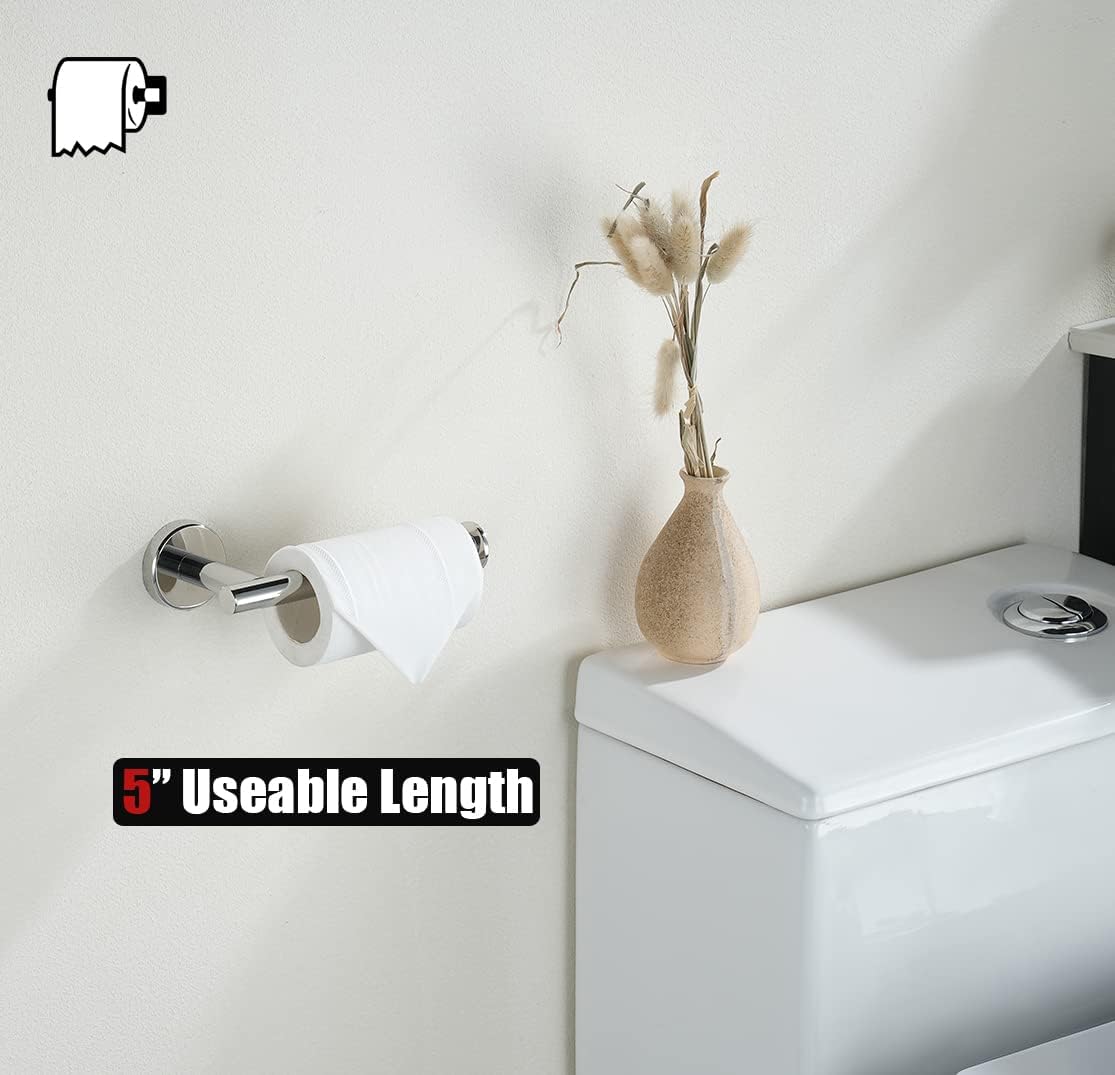 JQK Chrome Toilet Paper Holder, 5 Inch 304 Stainless Steel Thick 8mm Tissue Paper Dispenser for Bathroom, Hold Mega Rolls, Polished Chrome Wall Mount, TPH120-CH