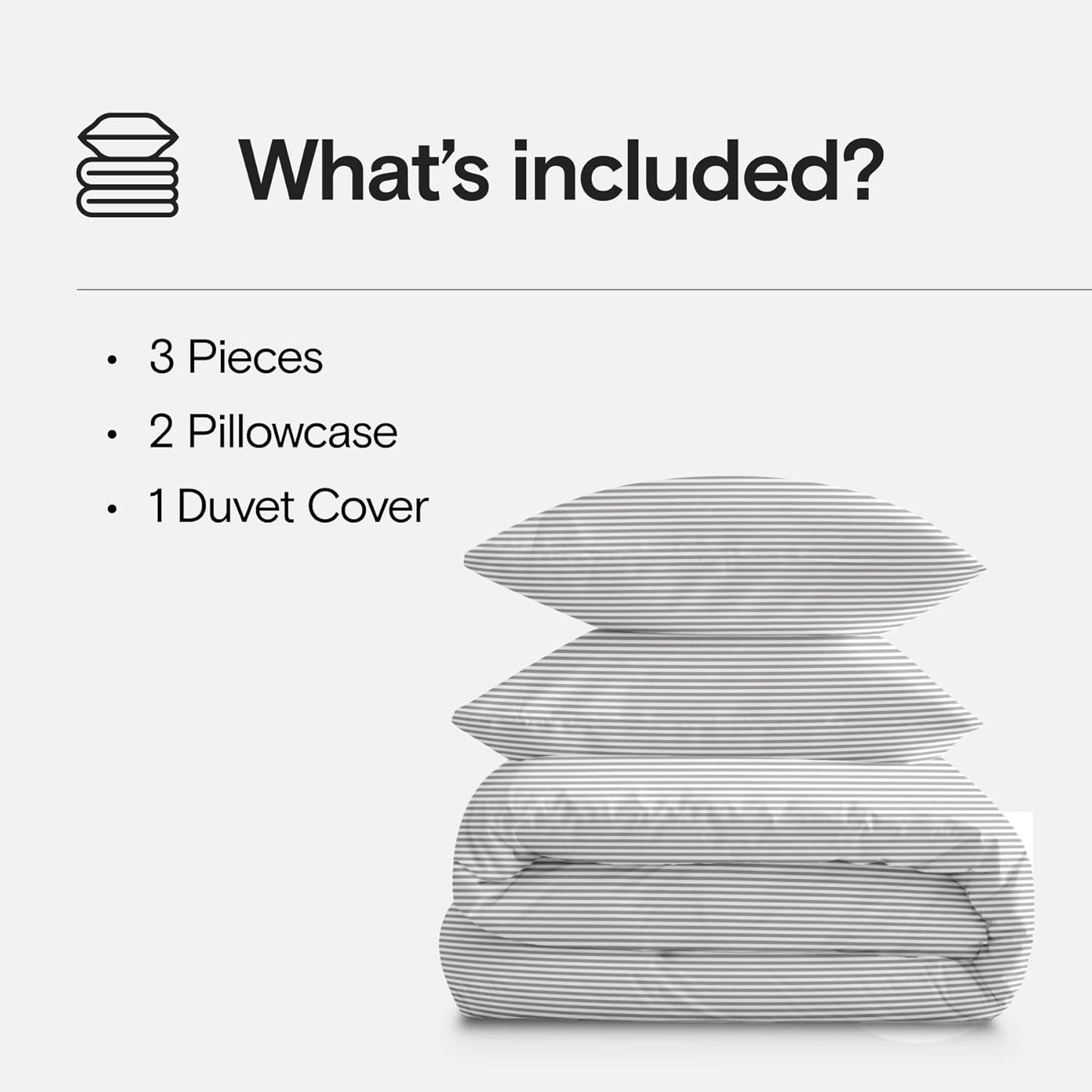 DOZ Duvet Cover Set, 100% Viscose derived from Bamboo, Organically Grown, Buttery Soft, Cooling Duvet Covers, High GSM, 1 Duvet Cover and 2 Pillowcases, 90"x90" (Stripe, Full/Queen)