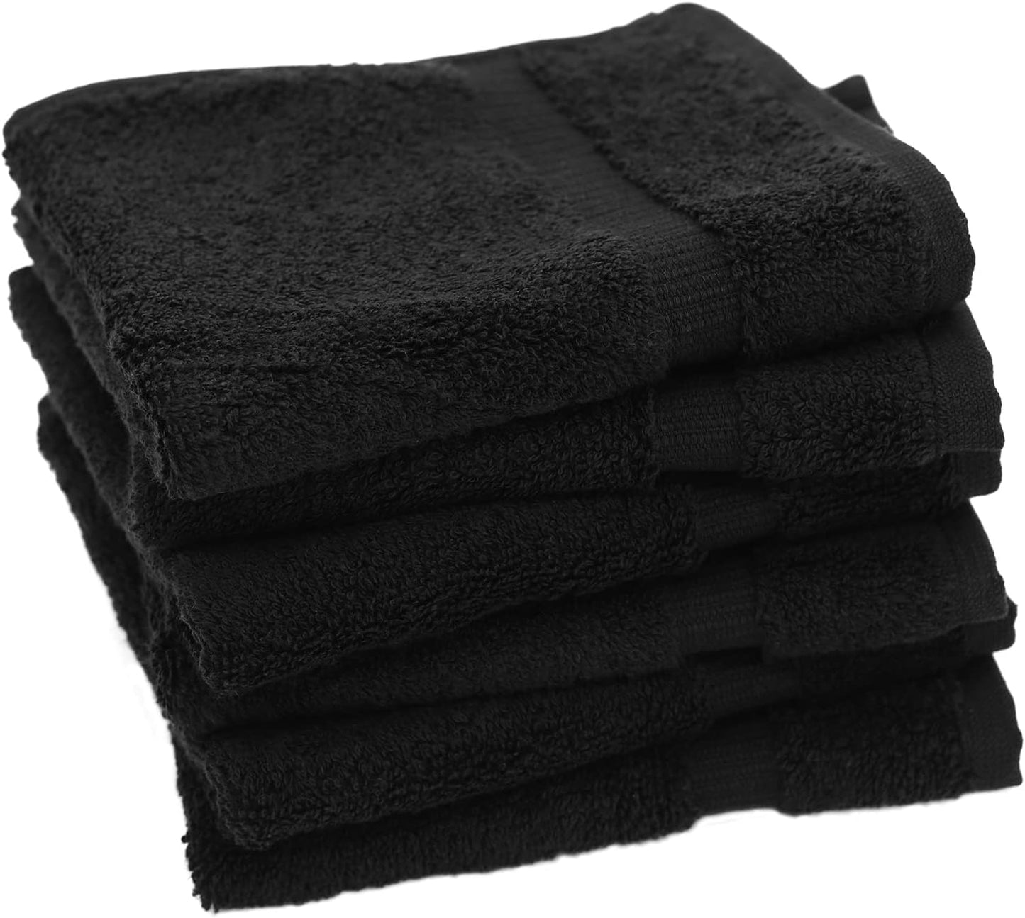 Luxury Hotel & Spa Collection, 100% Turkish Cotton 700 GSM Cloth, for Body wash, Makeup Remover & Facial Cleaning, Baby, face, Dobby Border Soft washcloths Towel Set 13" X 13", Black, Set of 6