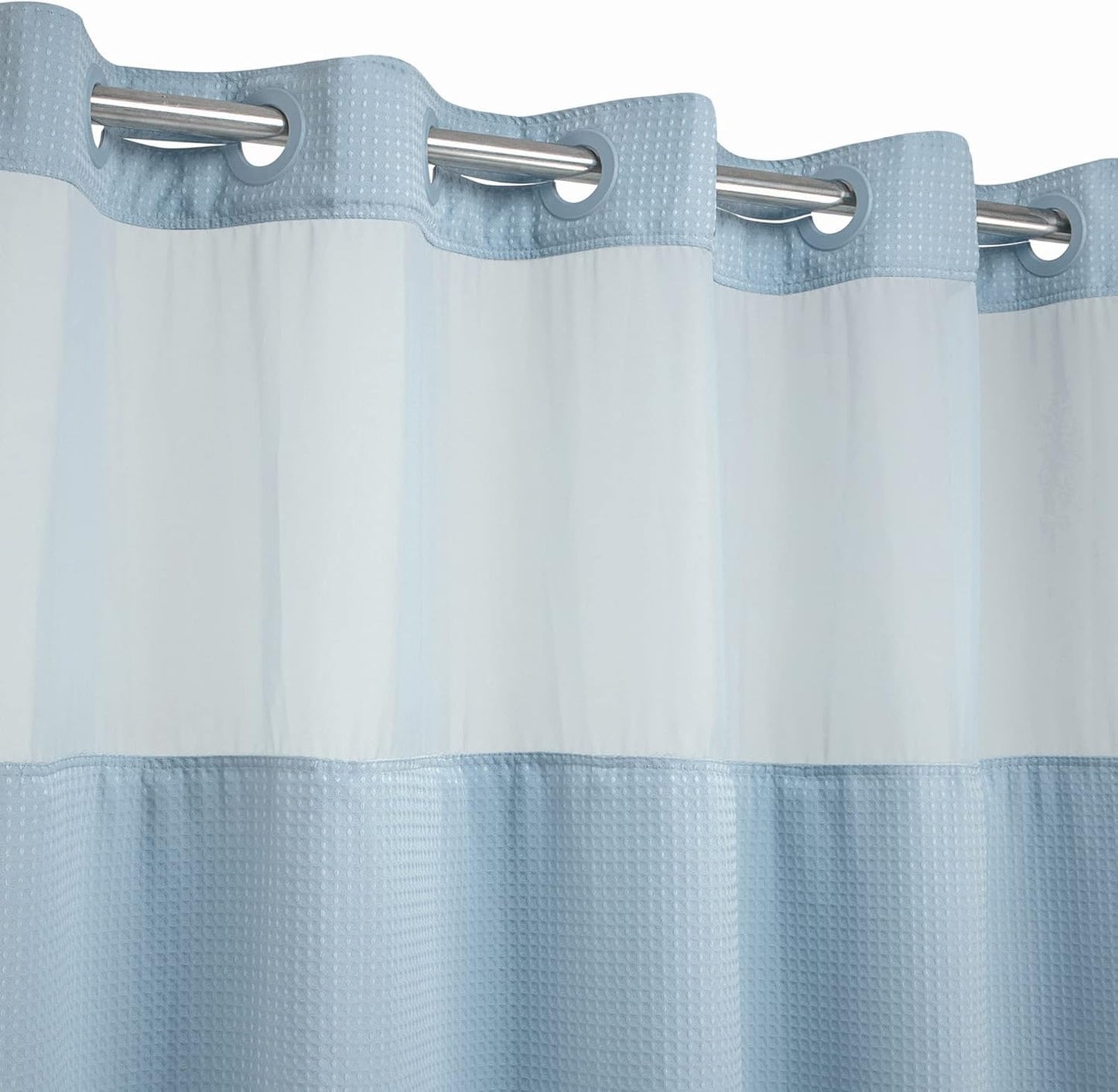 River Dream Heavyweight No Hooks Required Dotted Waffle Weave Shower Curtain with Snap in Liner -Extra Long 71W x 86H,Hotel Grade,Spa Like Bath Curtain,Blue