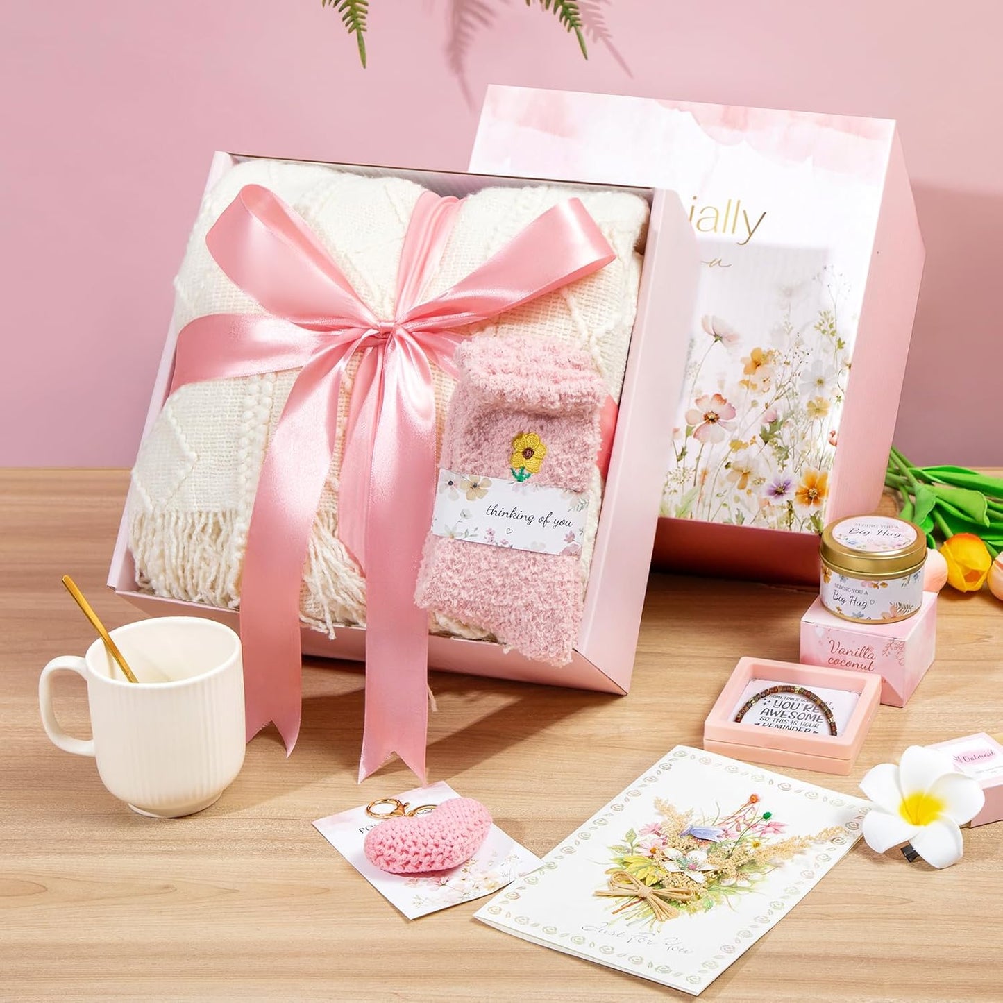 Get Well Gifts for Women Self Care Gifts, Sympathy Gift Baskets Spa Gifts Set, Thinking of You Inspirational Hug in a Box Gifts for Mom Her Friend Sister Wife Girlfriend