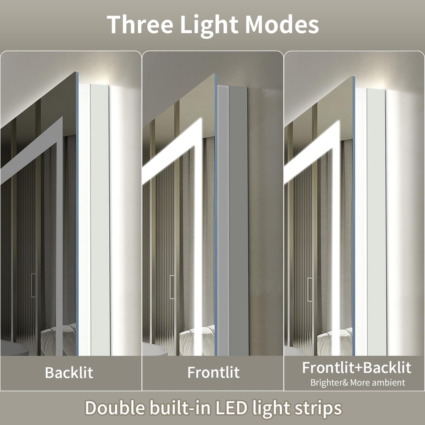 LED Mirror for Bathroom, 84x32 Inch Backlit + Front Lighted Bathroom Vanity Mirror with Lights, Double Light Strips, 3 Colors, Shatter-Proof, Anti-Fog and Brightness Memory
