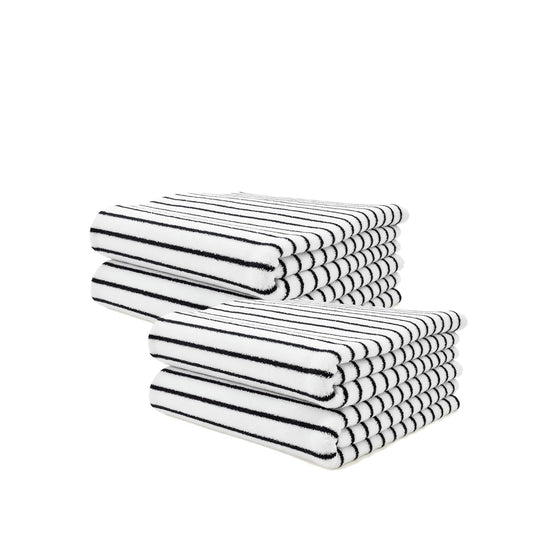 Italic Serene Ultraplush Cotton Bath Towels, 4-Pack (2 Sets of 2), White & Blue Stripes, Large, 800GSM, 100% Cotton, Heavy Duty, Resort Grade Towels (White & Blue Striped)