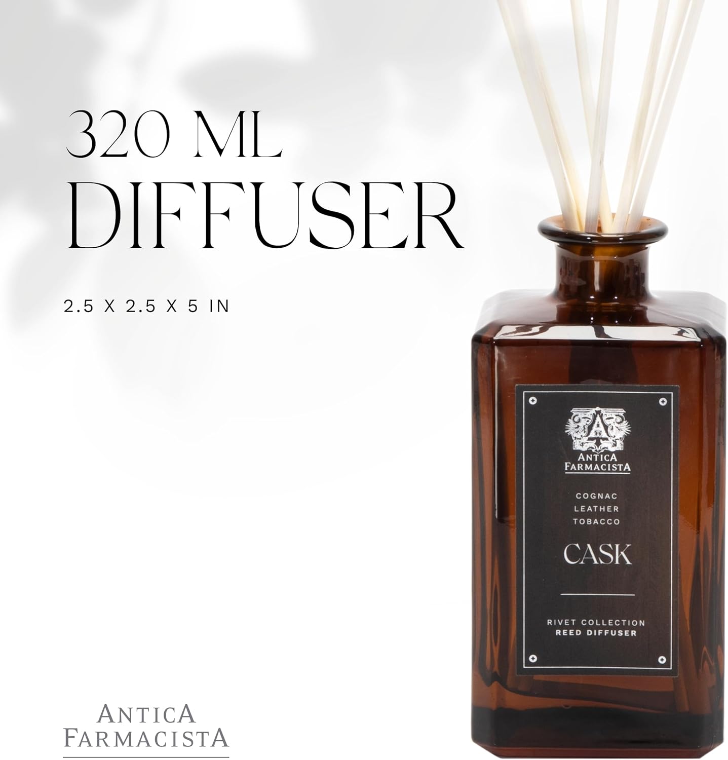 Antica Farmacista Home Ambiance Diffuser - Long-Lasting Reed Scent Diffuser - Luxury Room Freshener Gift - Cask, 10.8 fl oz