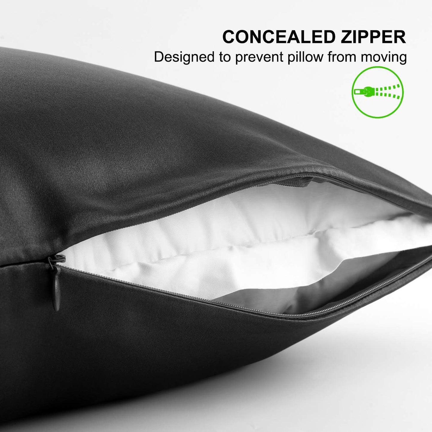 ALASKA BEAR Silk Pillowcase for Hair and Skin Beauty Sleep 100 Real Mulberry Silk Anti-Aging Pillow Slip Case Cover King Size with Zipper (1pc, Black)