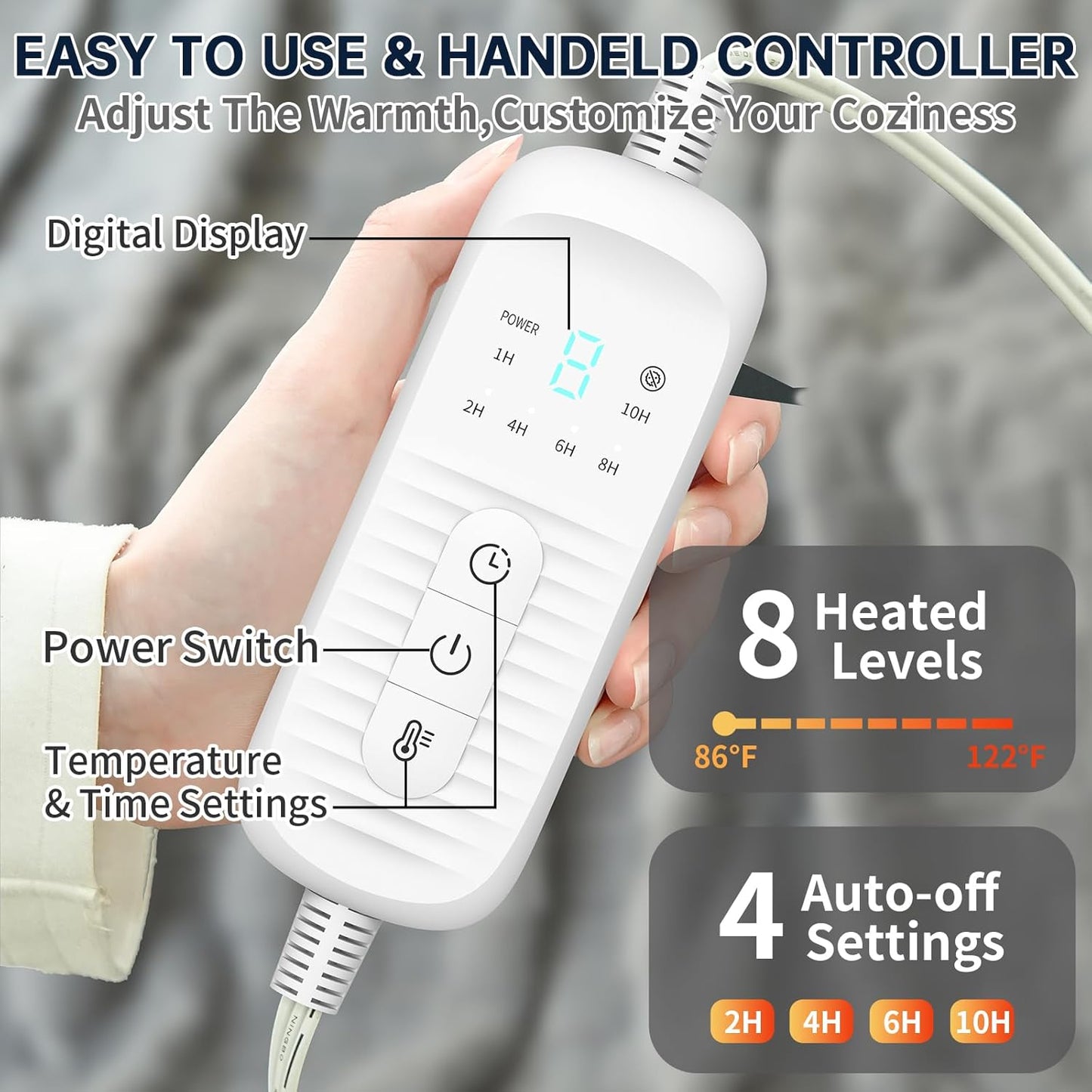 Electric Heated Blanket Full - 72" x 84" Heating Blanket Throw House Warming Gifts New Home, Ultra Soft Warm Flannel Sherpa Fast Heat,8 Heat Level 10 Hours Auto-Off ETL Certified