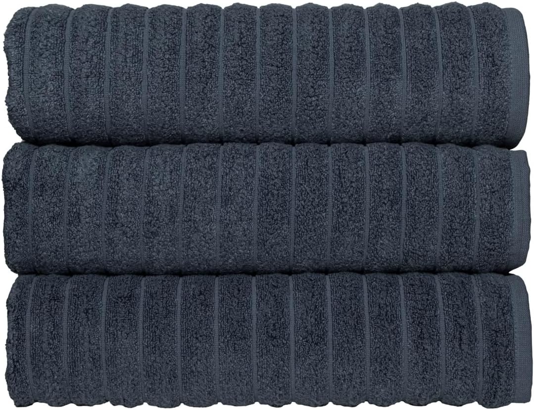 Classic Turkish Towels CTT - Luxury 3 Piece Jumbo Bath Sheets, 100% Turkish Cotton, Absorbent & Ultra Comfy Bath Towel Sheets for Hotels & Spa | 40"x65" (Dark Blue)