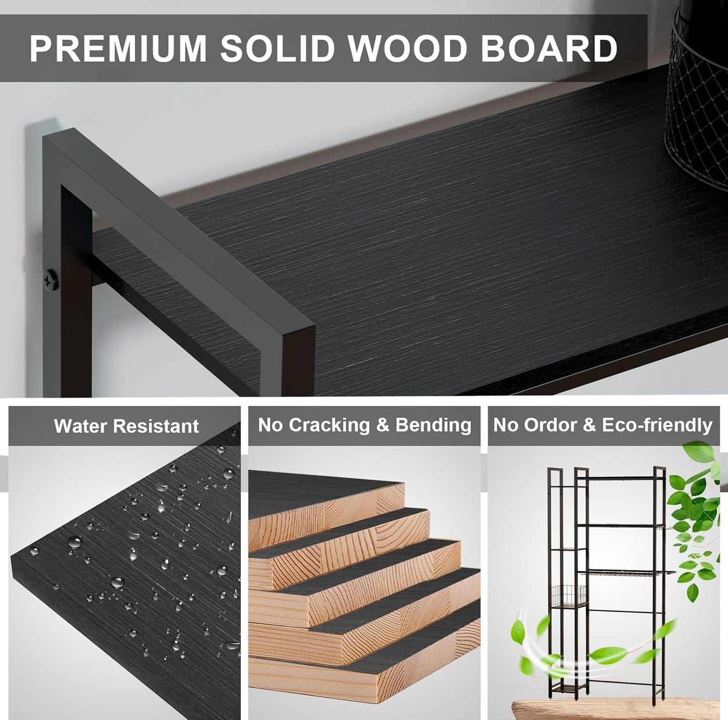 31.5" Wide Over The Toilet Storage, Solid Wood Over Toilet Bathroom Organizer with Paper Holder, Hooks, Side Shelf, 7-Tier Metal Over Toilet Shelves Rack for Laundry, Dorm Room, Balcony, Black