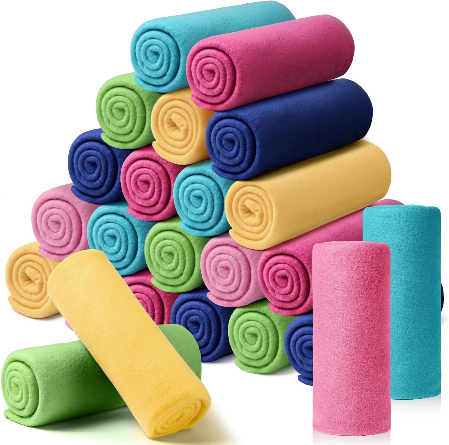 24 Packs Fleece Throw Blanket Soft Warm Lightweight Fleece Blanket Cozy Throw Bulk for Bed Couch Sofa Home Office Wedding Gifts Suitable for Seasons, 50 x 60 Inches(Fresh Color)