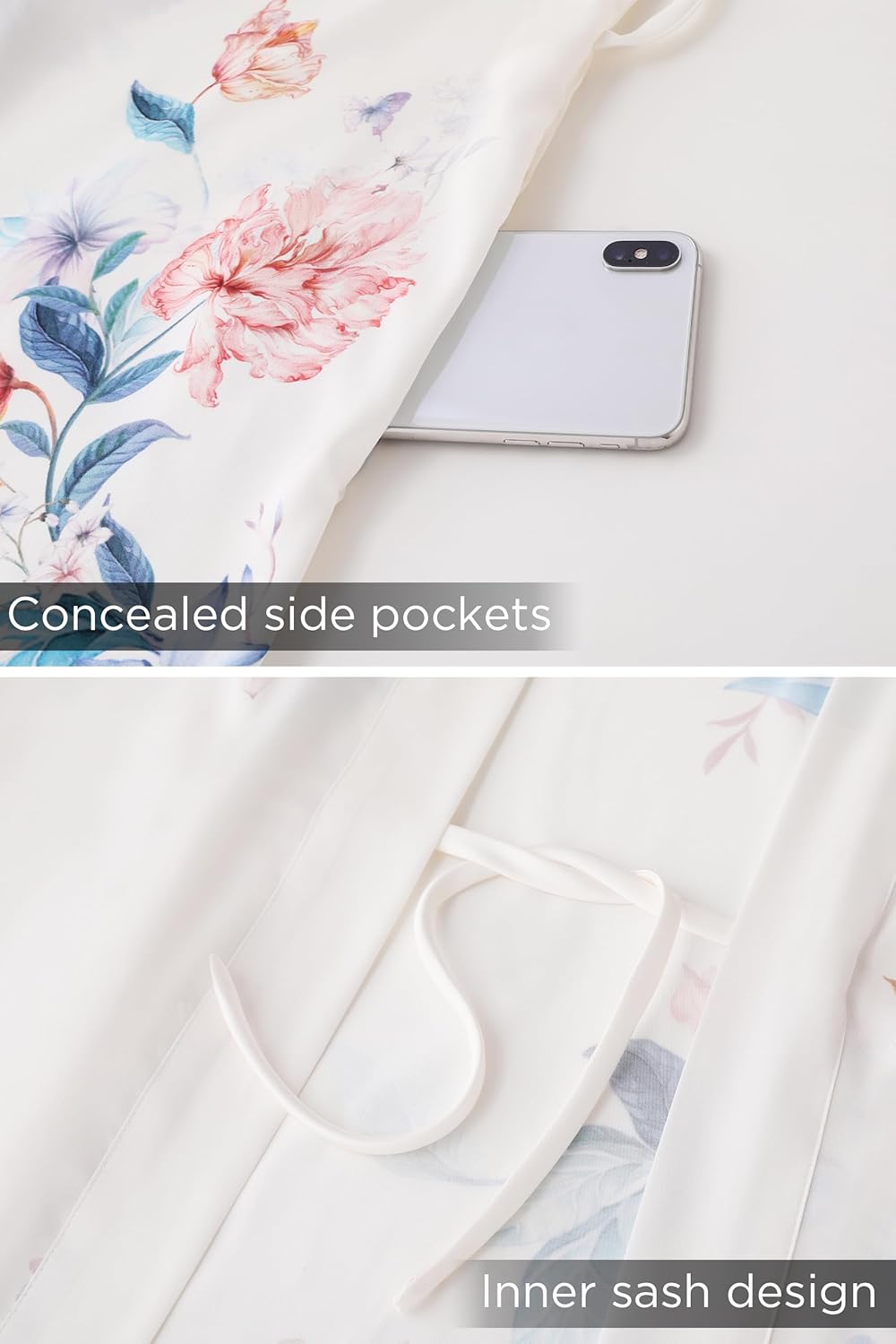 PRODESIGN Kimono Robe for Women - Long Satin Sleepwear Silky Kimono Cover-Up Nightgown Japanese Bathrobe Loungewear Blouse