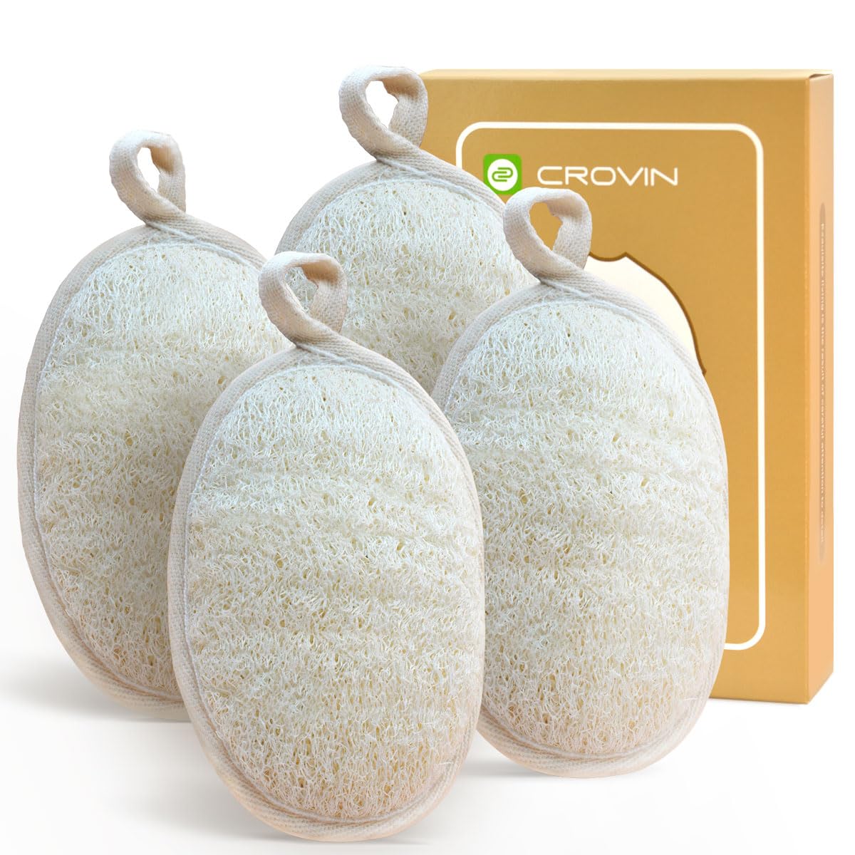 Natural Loofah Exfoliating Body Scrubber, Made with Natural Shower Loofah Sponge for Men and Women’s SPA (Pack of 4)