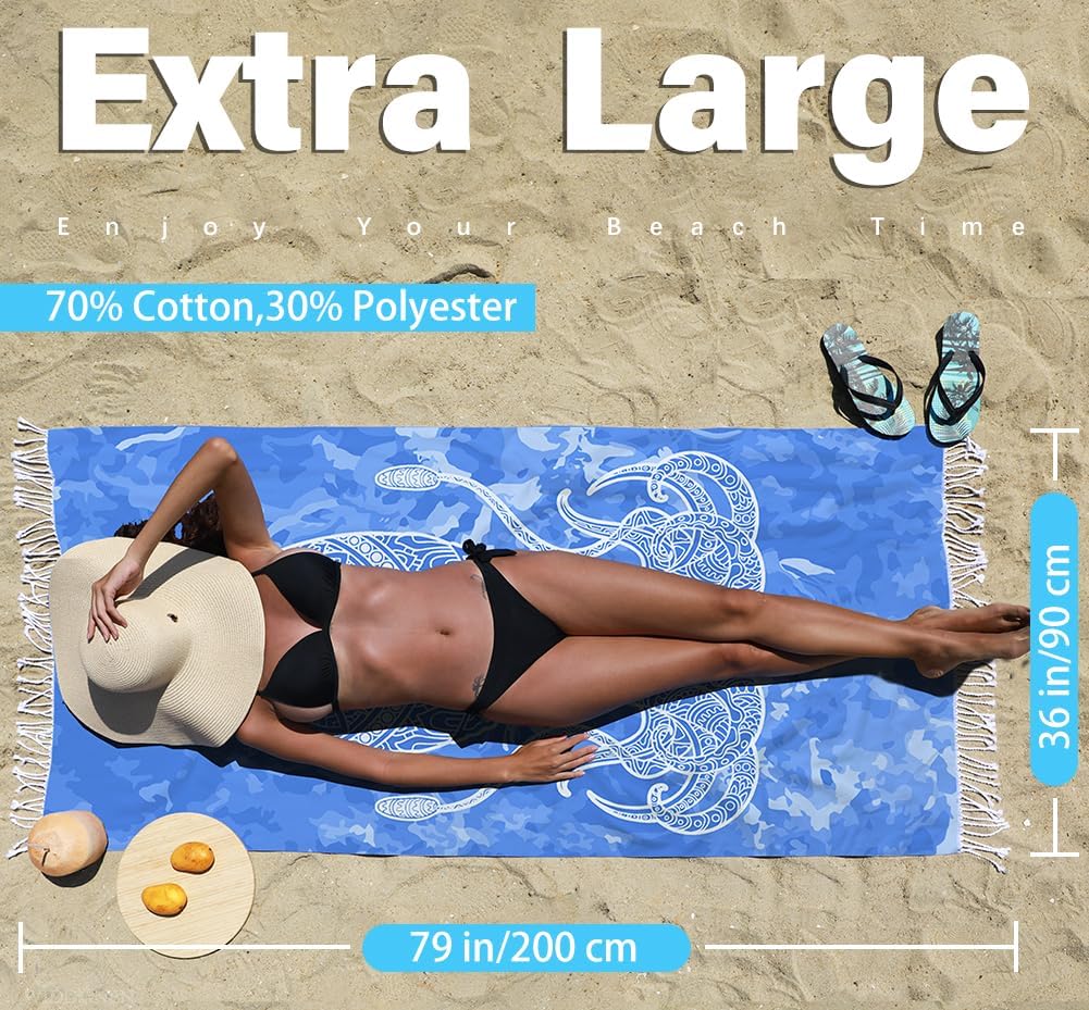 Turkish Beach Towel Quick Dry Absorbent Cotton Lightweight Thin Bathroom Bath Pool Swim Towels Extra Large Oversized Sand Free Beach Accessories Essentials Stuff Cloud Gift for Adults