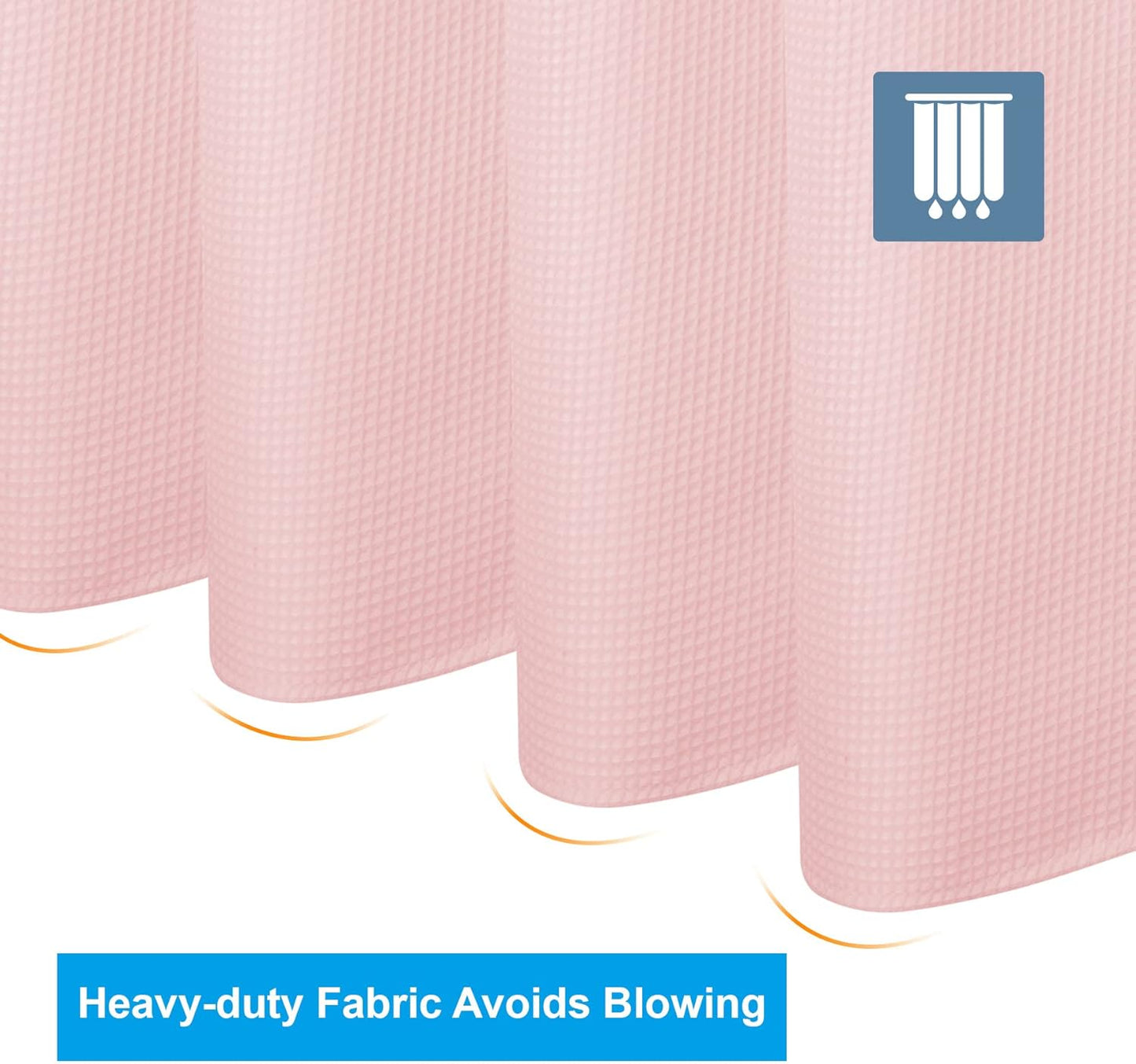 AmazerBath Waffle Shower Curtain, Blush Pink Fabric Long With Waffle Weave, Heavy Duty Hotel Quality for Bathroom, 72 x 78 Inches
