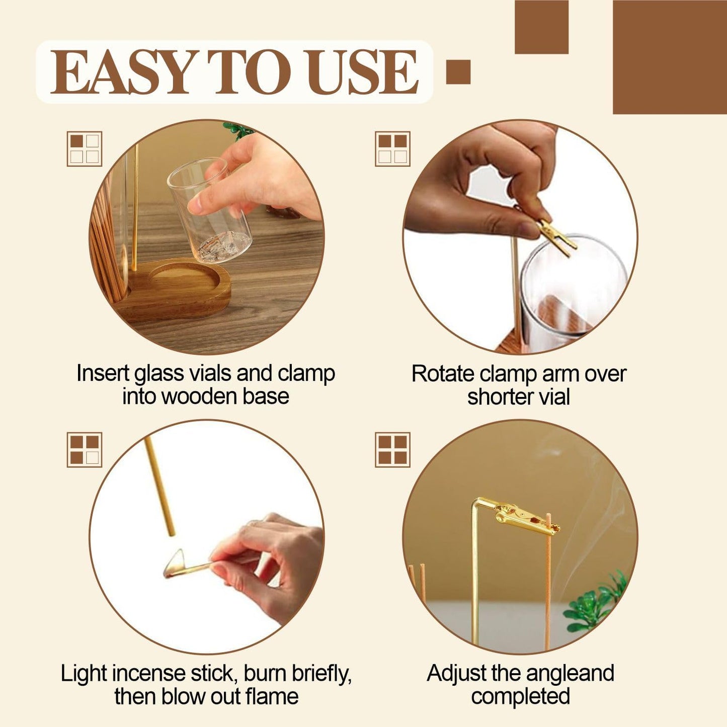 2 in 1 Glass Incense Holder & Burner for Sticks with Ash Catcher, Anti-Ash Flying Design, Storage Organizer and Hang Upside Down for Meditation Yoga Spa Home Decor