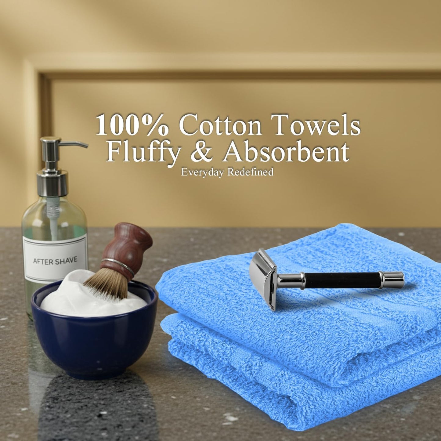 Hand Towels (Pack of 24) Light Blue Economy Salon Towels - 100% Cotton Spa Towel– 16 x 27 Inches Highly Absorbable, Facial, Gym, Hair Towels Face Towels Bulk