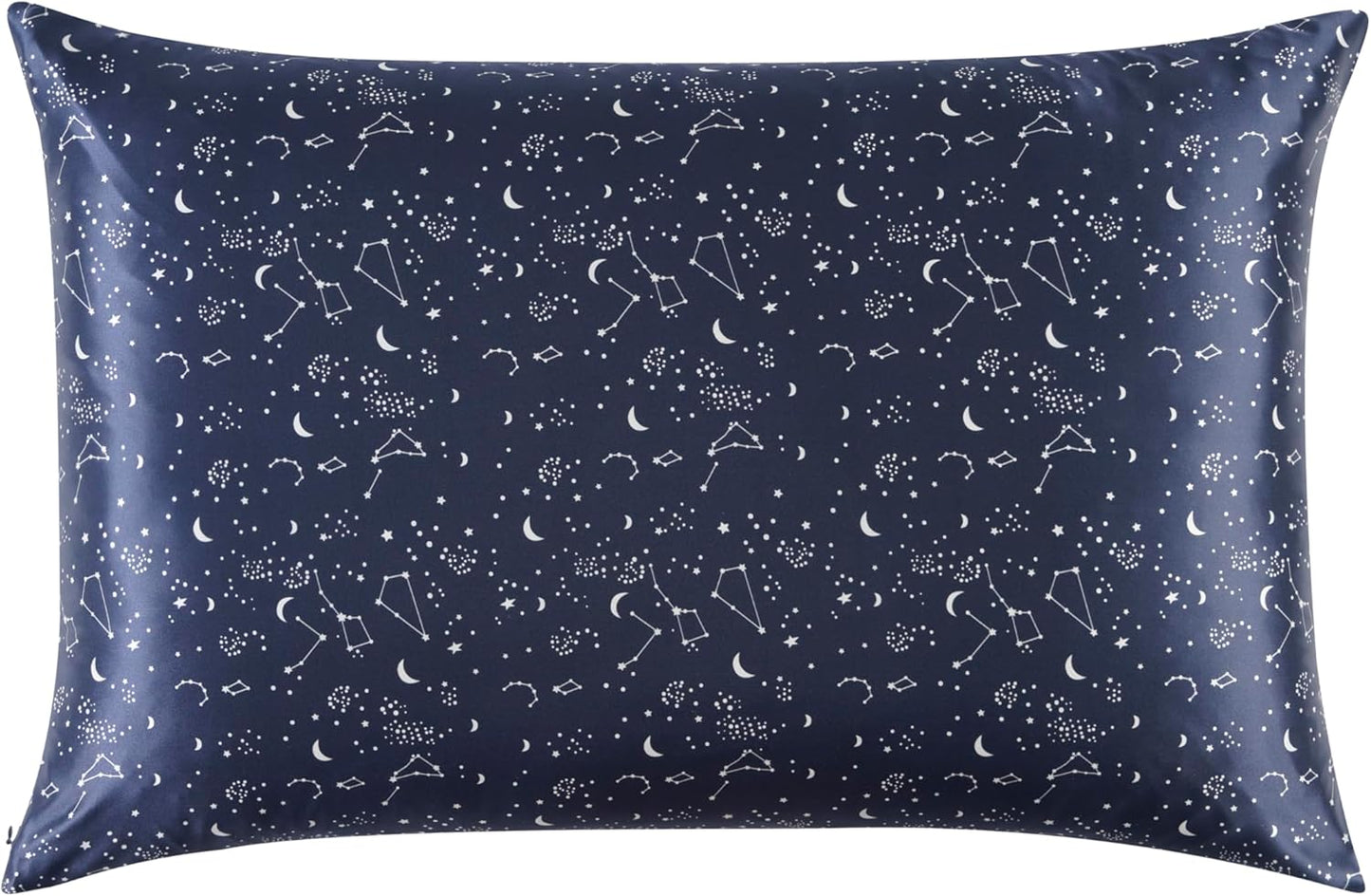 ALASKA BEAR Luxury Silk Pillowcase for Beauty Sleep, Genuine 22 Momme Mulberry Silk Pillow Case Slip for Room Decor, Navy Constellation Floral Pattern Printed, Queen Size (1pc, Gift Box)