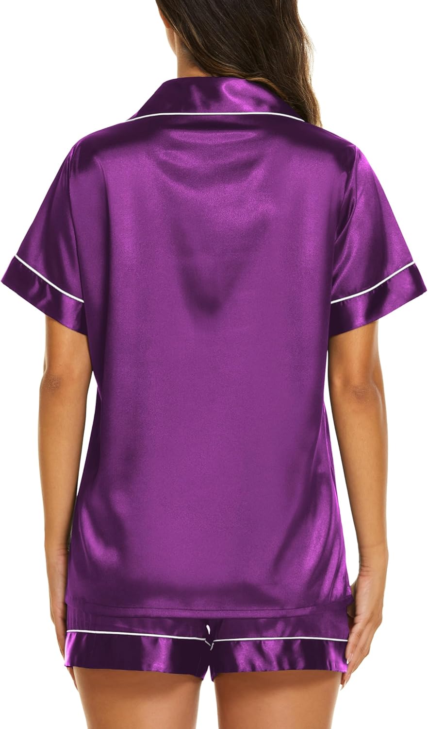 Ekouaer Pajamas for Women Set Silk Satin Pjs Shorts Sleepwear 2 Piece Loungewear S-XXL