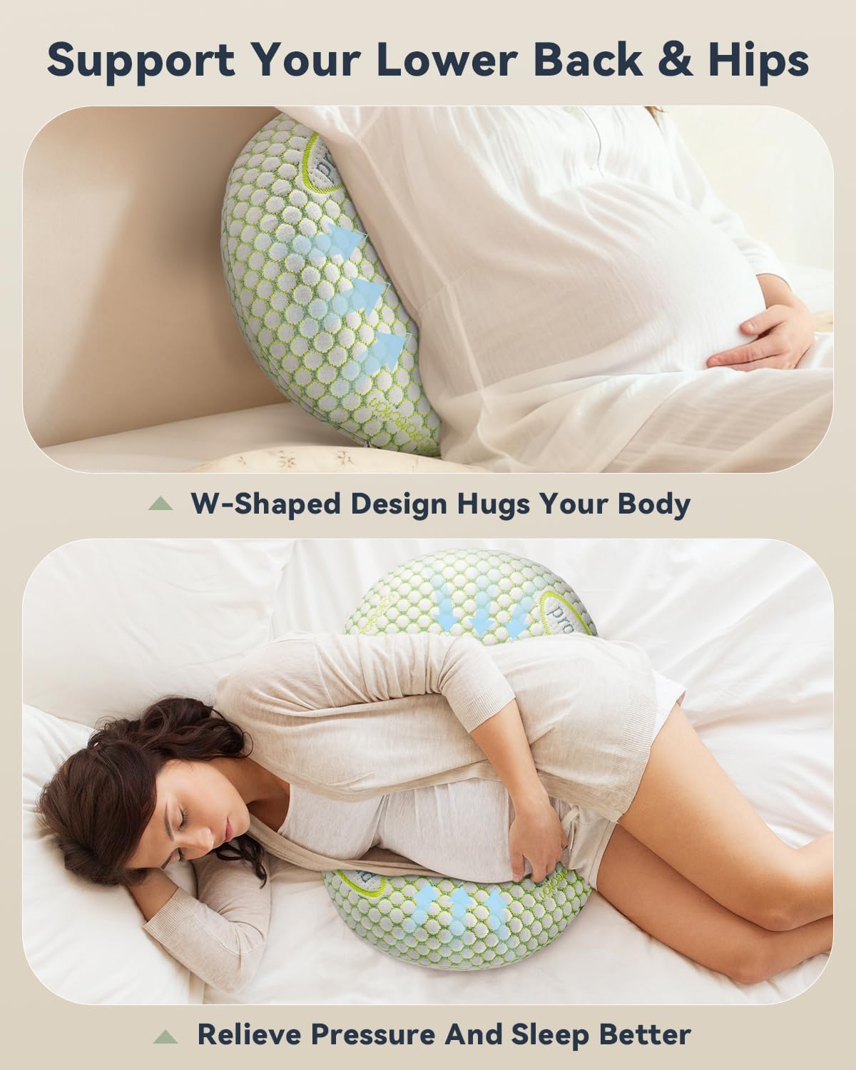 Memory-Foam Pregnancy Pillow for Sleeping - Upgrade Material Maternity Pillow for Pregnant Women - Quality Cooling Travel Wedge Pillow for Back, Belly, and Hip Relief, Gifts for Pregnant Women