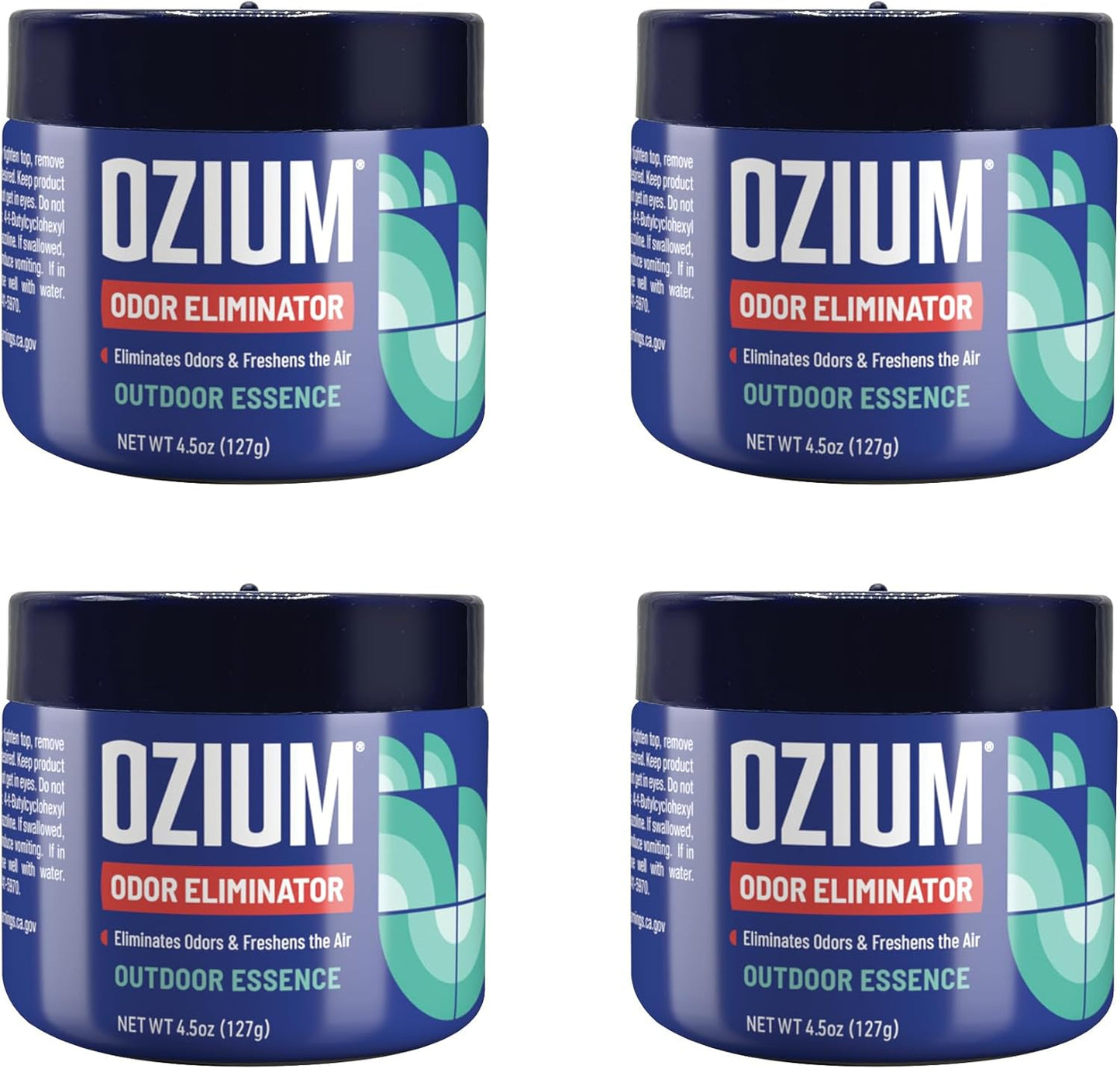 Ozium 4.5 Oz. Odor Eliminating Gel for Homes, Cars, Offices and More, Outdoor Essence, 4 Pack