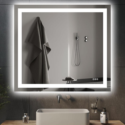 40X36 LED Bathroom Mirror with Lights, Anti-Fog, Dimmable, Backlit + Front Lit, Smart Bathroom Vanity Mirror, Memory Function, Shatterproof, Tempered Glass (Horizontal/Vertical)