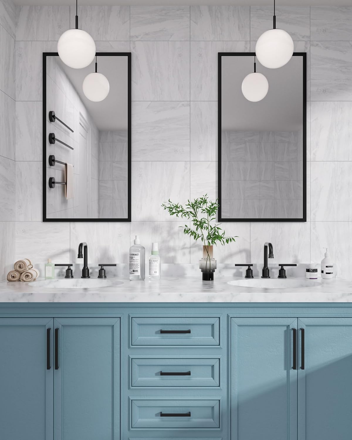 3 Hole Bathroom Faucet Black: WOWOW 8 Inch Bathroom Sink Faucet Widespread, Two Handle Vanity Taps with Pop-up Drain and Supply Lines, 360 Swivel Lavatory Tap High Arc Modern (2 Sets)