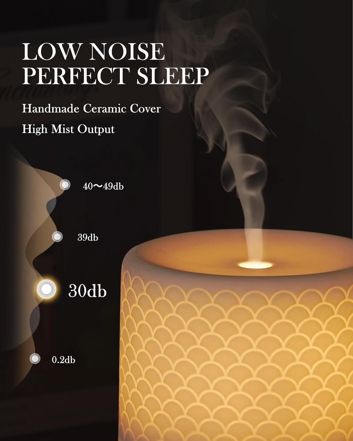 Ceramic Essential Oil Diffuser 280ml- Aromatherapy Diffuser with Ultrasonic Cool Mist Humidifier, Timer, Auto Shut-Off, Large Room Aroma Diffuser for Home, Bedroom, Office, Yoga