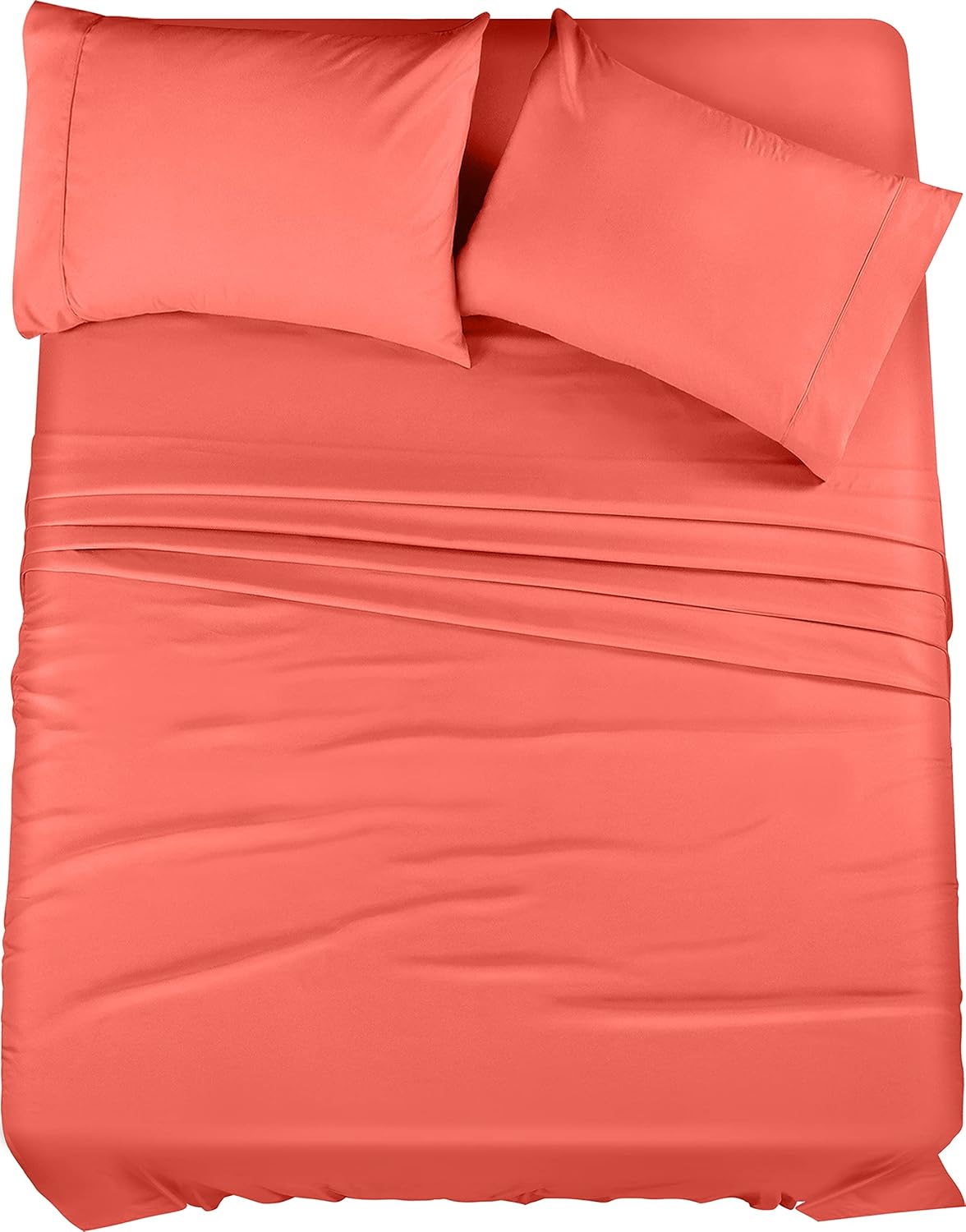 Utopia Bedding Queen Sheet Set – 4 Piece Bed Sheets for Queen Size Bed, Soft and Breathable Microfiber, Includes 1 Fitted Sheet, 1 Flat Sheet and 2 Pillowcases (Coral)