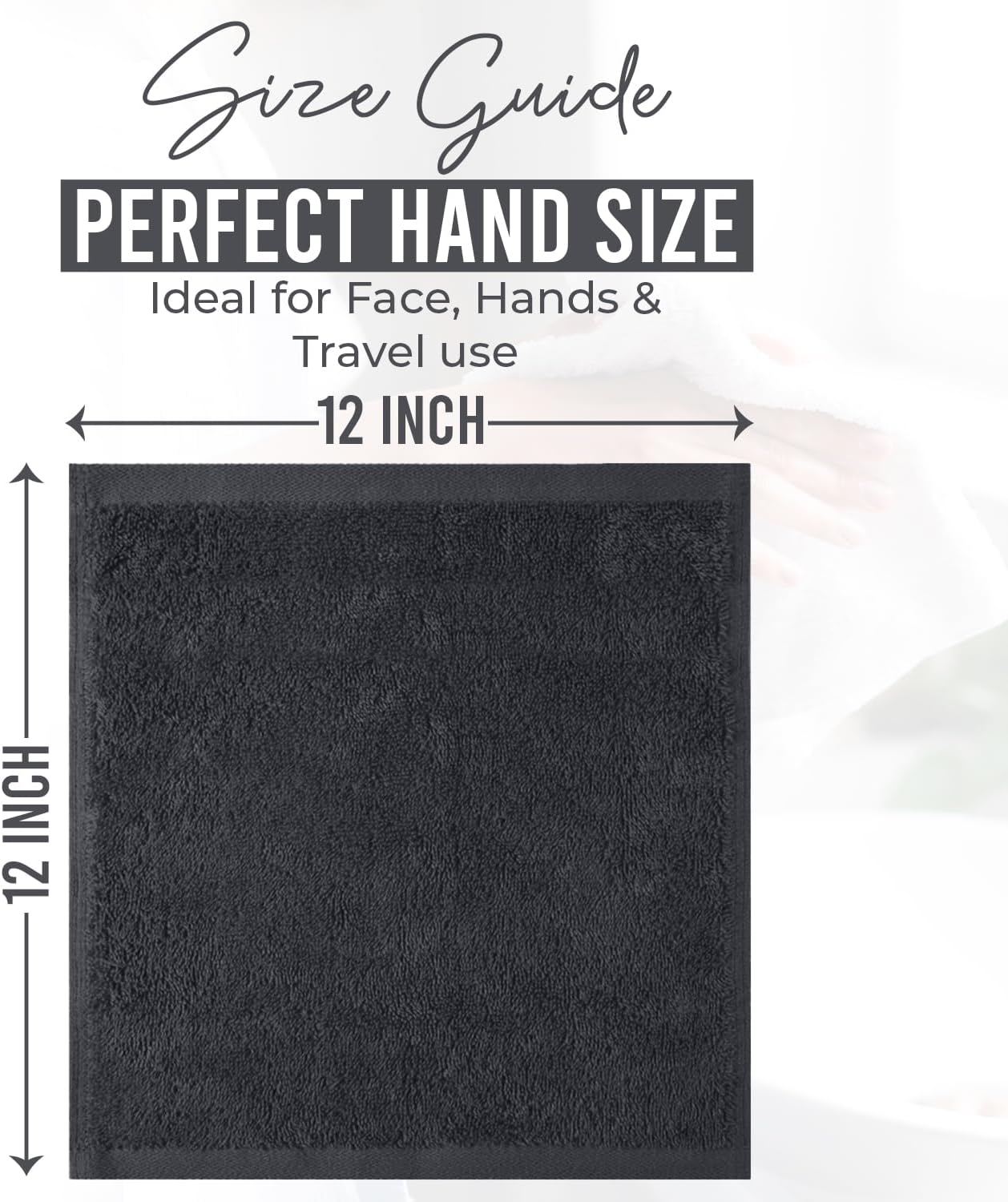 DAN RIVER 100% Cotton Wash Cloths 24 Pack [12x12] Soft & Absorbent wash Rags for Bathroom, Gym, Hotels & Spa Perfect for Everyday Use Fingertip Towels, Dark Gray